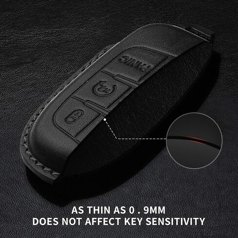 Tukellen for Jeep/Dodge Key Fob Cover Leather,Leather Key Case Protector Compatible Jeep Grand Cherokee Renegade Chrysler 200 300 Dodge RAM Durango Challenger Journey Dart Fiat-Black(Red line) in Saudi Arabia