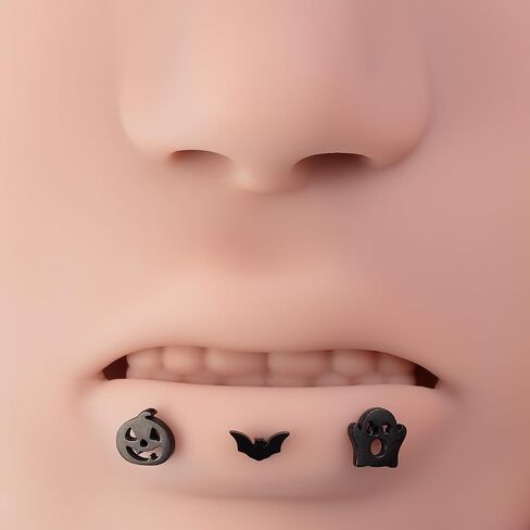 3Pcs 16G Ghost Bat Pumpkin Stainless Steel Cartilage Earrings Labret Monroe Lip Rings Tragus Helix Studs Earrings Halloween Piercing Jewelry in Saudi Arabia