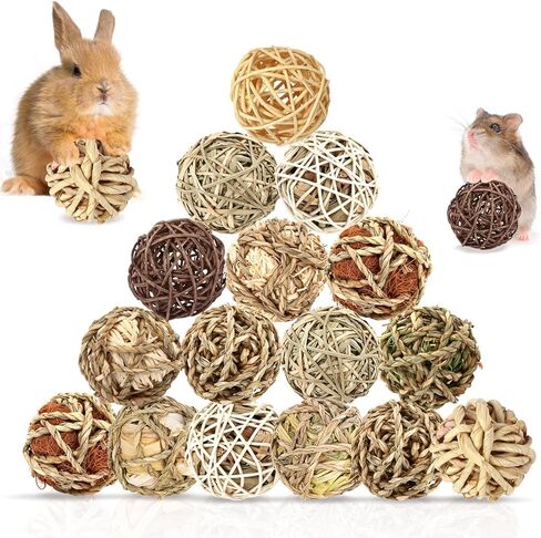 Vespro Bunny Chew Grass Balls ، ألعاب مضغ المتداول للحيوانات الصغيرة ، ألعاب العشب الطبيعية وعلاج الأرنب للأرانب ، خنازير غينيا ، شينشيلات ، الهامستر ، طحن أسنان الفئران (8 أجزاء) in Kuwait