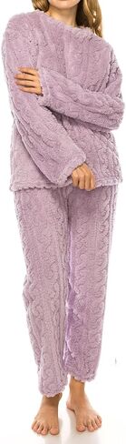Womens Fleece Fluffy Comfortable Cozy Pajama Set Pullover Lounge Home Warm Wear for Winter in Saudi Arabia