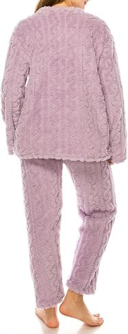 Womens Fleece Fluffy Comfortable Cozy Pajama Set Pullover Lounge Home Warm Wear for Winter in Saudi Arabia