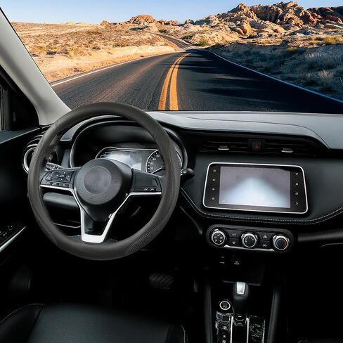 غطاء عجلة قيادة السيارات لنيسان - غطاء عجلة القيادة المستديرة على شكل Rogue Kicks Sentra Altima ، Black in Kuwait