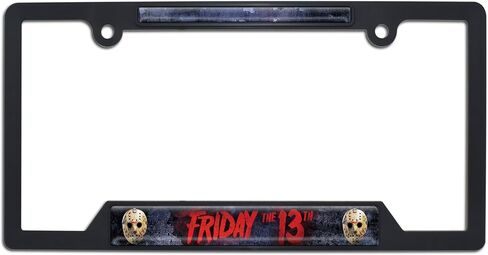 Elektroplate Officially Licensed - Friday The 13th Jason Automotive-Grade Black Plastic Open Corner License Plate Frame Tag Holder for Cars/SUVs/Trucks Weather-Proof Auto Accessory in Saudi Arabia