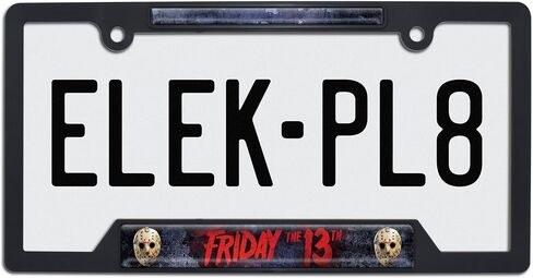 Elektroplate Officially Licensed - Friday The 13th Jason Automotive-Grade Black Plastic Open Corner License Plate Frame Tag Holder for Cars/SUVs/Trucks Weather-Proof Auto Accessory in Saudi Arabia