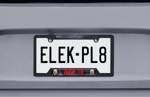 Elektroplate Officially Licensed - Friday The 13th Jason Automotive-Grade Black Plastic Open Corner License Plate Frame Tag Holder for Cars/SUVs/Trucks Weather-Proof Auto Accessory in Saudi Arabia