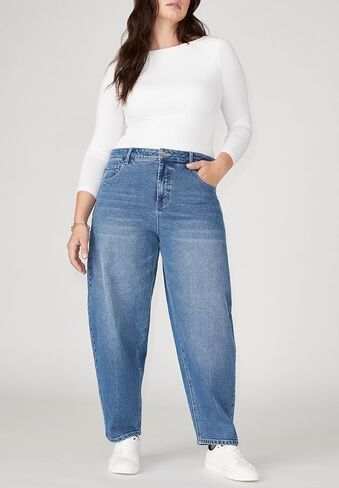 Eloquii Women's Plus حجم الساق البرميل Jean in Kuwait