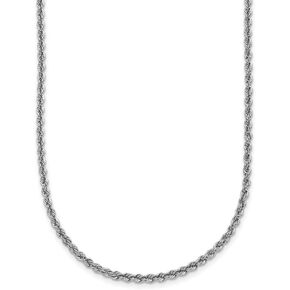 Diamond2Deal Platinum Polished 2.2mm Solid Rope Chain Necklace 16" to 30" Neck Jewelry for Women Men, 19.06 gram