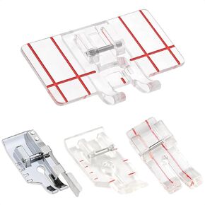 4 Pieces 1/4" (Quarter Inch) Sewing Machine Presser Foot with Edge Guide Quilting Presser Foot Parallel Guide Stitch Presser Foot for Low Shank Snap On Singer Brother Babylock and More Sewing