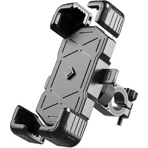 AUCELI Motorcycle Bike Phone Mount, ABS Quick Release Motorcycle Bike Phone Holder for 4.7''-7.2'' Phones, Anti Shake with 360° Rotatable Phone Clip, Motorcycle Bike Handlebar Clamp (Black)