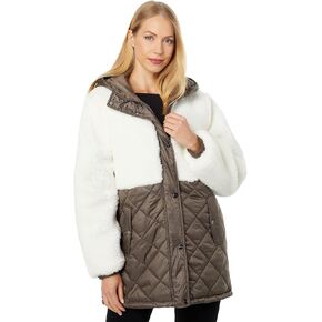 Sanctuary Hooded Sherpa Quilted Mix Media Jacket in Saudi Arabia