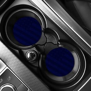 Car Cup Holder Coasters，Cute Car Accessories for Women and Lady，2 Pack 2.95inch，Universal Non Slip Cup Holder Insert Coaster (Gray Flag)