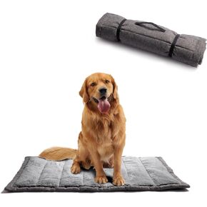 Rollup Outdoor Dog Bed,Camping Travel Dog Bed Mats for Medium Large Dogs, Portable, Foldable, Machine Washable Pet Accessories for Maximum Convenience 36"*23" Grey