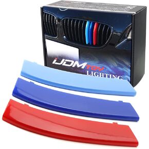 iJDMTOY Exact Fit ///M-Colored Grille Insert Trims Compatible With 2010-2016 BMW F10 F11 5 Series 528i 535i 550i with M-Performance Black Kidney Grill (12 Beams)