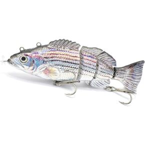 Robotic Swimming Lure 5.1" Electric Fishing Lure 4 Segment Jointed Swimbait USB Rechargeable Robotic Lure for Bass Trout Pike