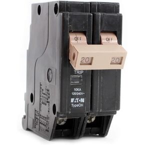 Eaton CHF220 Series 20A DP Circuit Breaker, No Size, Black