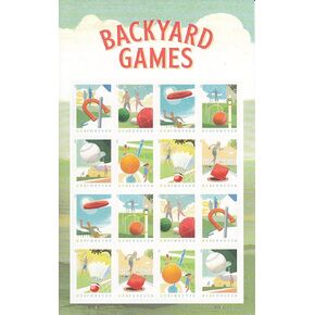 Backyard Games Sheet of 16 Forever Postage Stamps, 481204
