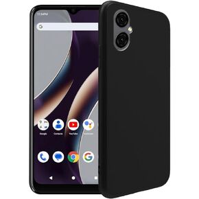 Case for Blu G53 + Glass Screen Protector Tempered Film - Transparent Silicone Soft Flexible Bumper Shockproof TPU Protective Cover Shell for Blu G53 (Black)