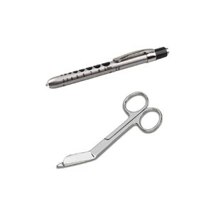 EMI Stainless Steel 5.5" Lister Bandage Scissors and Diagnostic Penlight 2 Piece Set - EPL-935-Lister - Pen Light for Nurses, Medical Professionals, Doctors, and EMTs.