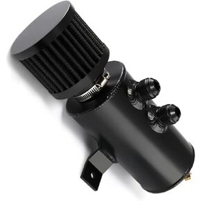 Universal Aluminum 10AN Baffled Oil Catch Can 2 Ports Engine Air Oil Separator Tank With Drain Valve With Breather Filter 750ml silver