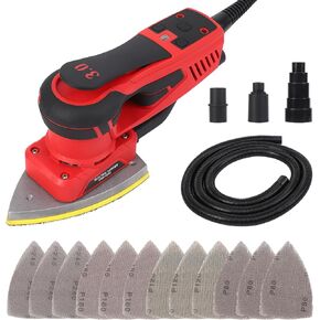 350W Brushless Motor Detail Sander with 12 Sanding Paper, Sander Finishing Sander, Powerful & Low Vibration, 10000 RPM, For Wood working, Polishing,Carpentry