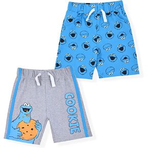 Sesame Street Cookie Monster Boys عبوة من قطعتين شورت للرضع والأطفال الصغار - أزرق/رمادي in Saudi Arabia