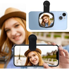 Phone Rear Camera Selfie Mirror - See How You Look in the Back Camera - For High Definition Photos (Black)