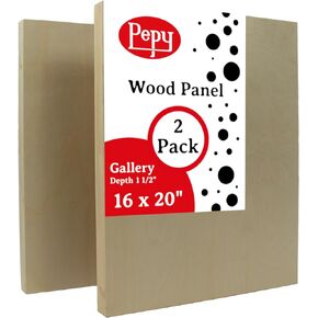 16" x 20" Birch Wood Panels; Gallery Depth 1-1/2" Deep Cradle Artist Panel (Pack of 2)