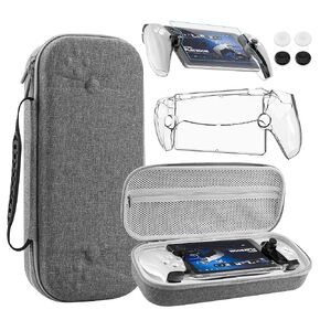 FANPL Hard EVA Carrying Case Compatible with PlayStation Portal Remote Player,PS5 Portal Protective Clear Cover with Ergonomic Grip,Ps Portal screen protector, 4 Silicone Thumb Stick Caps