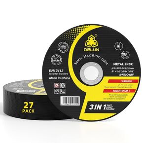 Cut Off Wheels 6 inch 27-Pack Thin Metal & Stainless Steel Cutting Wheel Professional Fast 6"x1/16"x7/8" Cutting Disc for Angle Grinder
