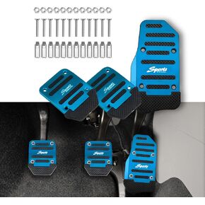 3PCS Car Non-Slip Aluminum Alloy Pedal Pads, Manual Transmission Brake Pedal Covers, Sports Gas Fuel Petrol Clutch Foot Pedals, Anti-rubbing Car Clutch Pedal Kits Suitable for Car SUV ATV (Blue) in Kuwait