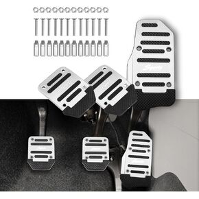 3PCS Car Non-Slip Aluminum Alloy Pedal Pads, Manual Transmission Brake Pedal Covers, Sports Gas Fuel Petrol Clutch Foot Pedals, Anti-rubbing Car Clutch Pedal Kits Suitable for Car SUV ATV (Blue)