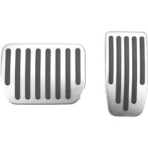 Tesla Throttle and Brake Covers - Premium Aluminum and TPE Pedal Covers for Tesla Model Y & Model 3 | Easy Tool-Free Installation | Anti-Skid Stripes | Black & Silver Variations (Silver)