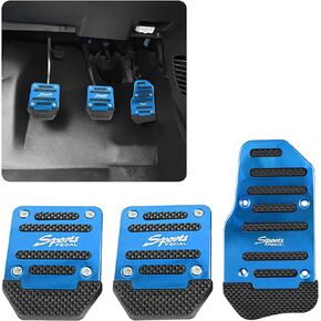 3 PCS Nonslip Car Pedal Pads, Aluminum Auto Manual Transmission Brake Pad Cover, Sports Gas Fuel Petrol Clutch Foot Pedals, Car Replacement Accessories Universal for Car, SUV, ATV (Red)