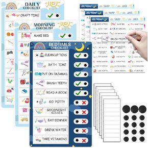 3 in 1 Bedtime/Morning/Daily Routine Chart for Kids, Magnetic Chore Chart for Kids, Visual Schedule for Kids Toddlers, Funny Kids To Do List ADHD Tools for Kids