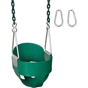 Swing Set Stuff Highback Full Bucket with 5.5' Coated Chain & SSS Logo Sticker, Green