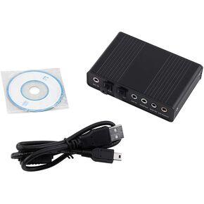USB 5.1 Audio Sound Card, 6 Channel Sound Card USB External Digital Optical SPDIF Audio Output Adapter for PC/Laptop