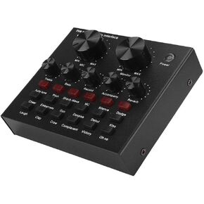 Dpofirs V8 External Wireless Bluetooth Sound Card, Universal Portable Live Sound Card with Volume Control for Live Streaming, 6 Effects Modes, 112 Types of Electro Acoustic