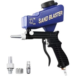 New Portable Anti-slip Handheld Sand Gun Blaster Air Compressor Speed Sand Blasting 1/4 inches, Thickened Galvanized Nozzle for Rust, Oil, and Impurities Removal, Blue