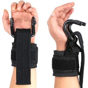 Heavy Duty Strap with pro Metal Lifting Steel Hooks Improves Grip for Weightlifting, Powerlifting, Bodybuilding & Deadlift - Neoprene Padded Wrist Wraps Provides Support for Men & Women