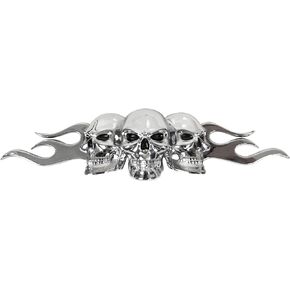Custom Accessories 98076 Flaming Skull Emblem, SILVER