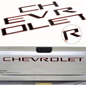 Tailgate Insert Letters -3D Raised Tailgate Letters Compatible with 2019-2022 Silverado Models (Gloss Black with Red Outline)