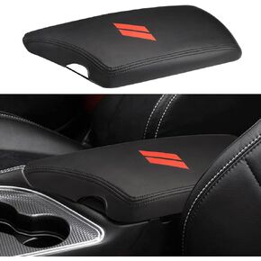 INTGET Car Center Console Armrest Cover for Dodge Challenger Accessories 2023 2022 2021 2020 2019 2018 2017 2016 2015 Interior Arm Rest Seat Cover Middle Console Lid Protector Pad(Black Stitches)
