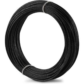 Steel DN Mate 100ft Black Wire Rope, 1/8" Stainless Steel Cable for Deck Cable Railing System, 7x7 Strands Construction, T316 Marine Grade Stainless Steel Wire Rust-Free