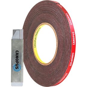 CANOPUS 06376 Automotive Acrylic Plus Attachment Tape 0.25in x 20yd, Double Sided Mounting, Very High Bonding, Perfect for Home, Automotive and Office Duties, Black, Made in USA