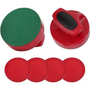 Air Hockey Pucks Set, Red Plastic Hockey Game Table 94mm Slider Pusher Set 2 PCS Pushers with 4 Pucks Replacement Game Tables Goalies Accessories for Game Tables Equipment Accessories