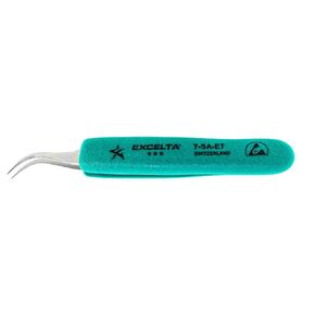 Excelta Curved Very Fine Point Tweezers, 45° Angle, Anti-Magnetic Stainless Steel, Ideal for Magnified Applications, 4.5" Length, Professional