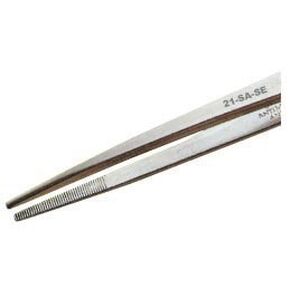 Excelta - 21-SA-SE - Tweezers - Strong Point - Straight - One Star - Anti-Mag. SS - Serrated Tips, 0.85" Height, 0.45500000000000002" Wide, 6" Length