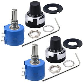 2PCS 3590S-2-104L 100kohm 10-Turn Rotary Wire Wound Precision Potentiometer, Precision Multi Turn Wirewound Potentiometer,with 2PCS Adjustable Resistor Counting Dial Rotary Knob