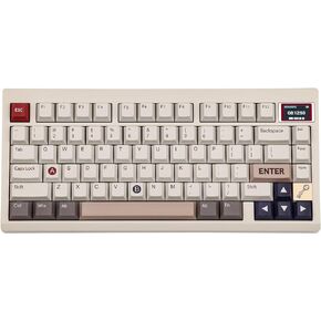 EPOMAKER TH80 PRO V2 Wireless Gaming Keyboard with Screen, BT5.0/2.4G/USB-C Gasket-Mounted Custom Keyboard, Hot Swappable, VIA Mechanical Keyboard for Win/MAC (Retro White, Mulan Switch)