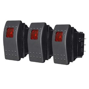 MGI SpeedWare 1-Pack Marine Rocker Switch with Illuminated LED, 20A 12vDC, SPST Latching ON/Off - Blue
